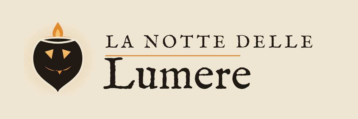 Il logo: una lumera accesa accanto alla scritta La Notte delle Lumere, su fondo chiaro.